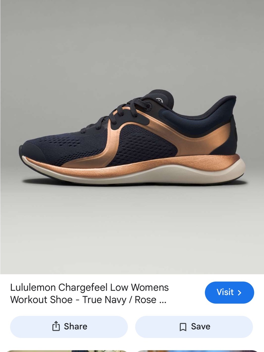 lululemon athletica Women's Running Shoe - True Navy with Rose Gold Accents